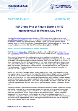 ISU Grand Prix of Figure Skating 18/19 Internationaux De France, Day Two