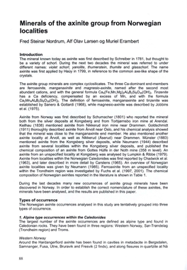 Minerals of the Axinite Group from Norwegian Localities