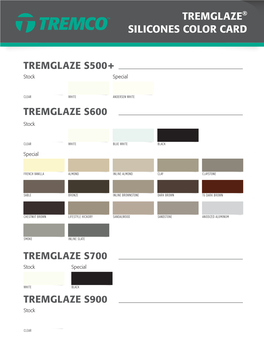 Tremglaze® Silicones Color Card