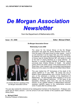 De Morgan Newsletter 2008