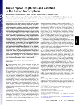 Triplet Repeat Length Bias and Variation in the Human Transcriptome