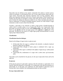 In Chemistry, Glycosides Are Certain Molecules in Which a Sugar Part Is