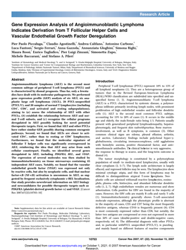 Gene Expression Analysis of Angioimmunoblastic Lymphoma Indicates Derivation from T Follicular Helper Cells and Vascular Endothelial Growth Factor Deregulation