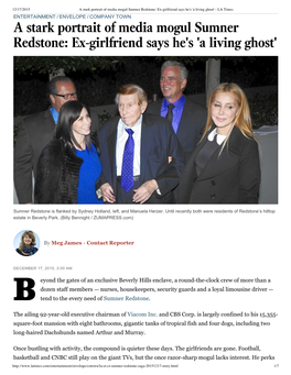 A Stark Portrait of Media Mogul Sumner Redstone: Ex-Girlfriend Says He's 'A Living Ghost' - LA Times