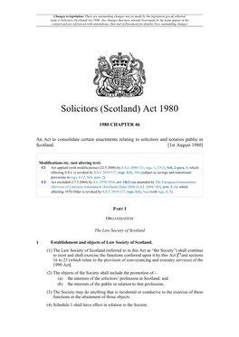 Solicitors (Scotland) Act 1980