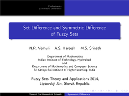 Set Difference and Symmetric Difference of Fuzzy Sets