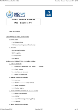 GLOBAL CLIMATE BULLETIN N°222 – December 2017