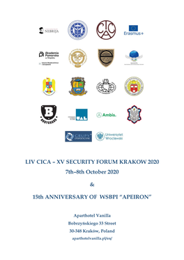 LIV CICA – XV SECURITY FORUM KRAKOW 2020 7Th–8Th October 2020