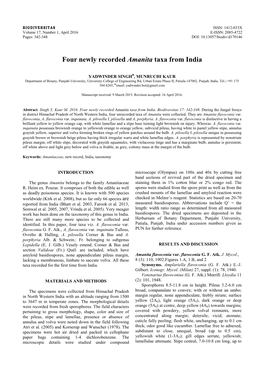 Four Newly Recorded Amanita Taxa from India