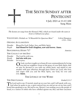 THE SIXTH SUNDAY AFTER PENTECOST 4 July 2021 at 11:15 AM Sung Mass ______