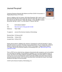 Cutaneous Reactions Reported After Moderna and Pfizer COVID-19 Vaccination: a Registry-Based Study of 414 Cases