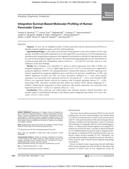 Integrative Survival-Based Molecular Profiling of Human Pancreatic Cancer