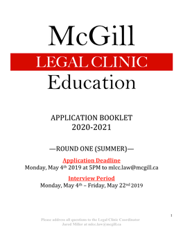 Legal Clinic Application Booklet