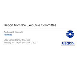 Report from the Executive Committee