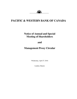 Pacific & Western Bank of Canada