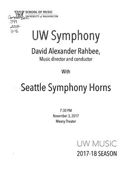 UW Symphony David Alexander Rahbee, Music Director and Conductor