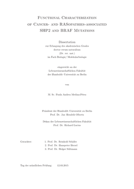 And Rasopathies-Associated SHP2 and BRAF Mutations