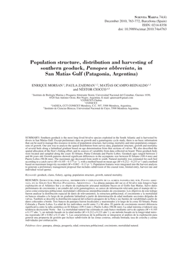Population Structure, Distribution and Harvesting of Southern Geoduck, Panopea Abbreviata, in San Matías Gulf (Patagonia, Argentina)