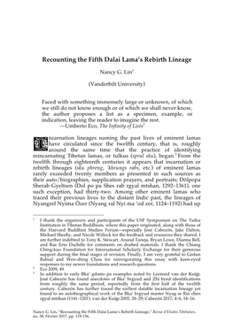 Recounting the Fifth Dalai Lama's Rebirth Lineage