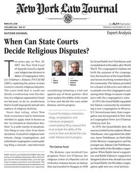 “When Can State Courts Decide Religious Disputes?,” New York