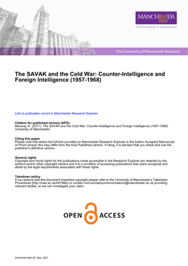 The SAVAK and the Cold War: Counter-Intelligence and Foreign Intelligence (1957-1968)