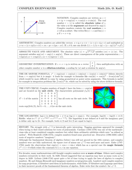 COMPLEX EIGENVALUES Math 21B, O. Knill