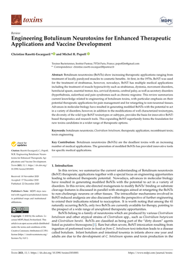 Engineering Botulinum Neurotoxins for Enhanced Therapeutic Applications and Vaccine Development