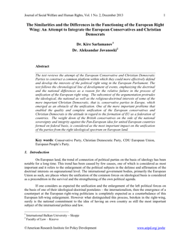 The Similarities and the Differences in the Functioning of the European Right Wing: an Attempt to Integrate the European Conservatives and Christian Democrats