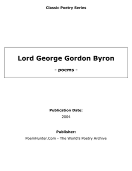 Lord George Gordon Byron