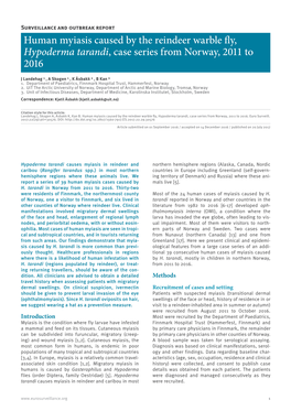 Hypoderma Tarandi, Case Series from Norway, 2011 to 2016