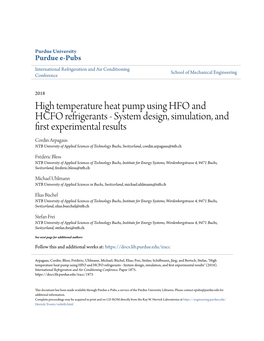 High Temperature Heat Pump Using HFO and HCFO Refrigerants