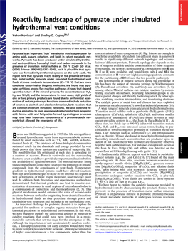 Reactivity Landscape of Pyruvate Under Simulated Hydrothermal Vent