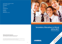 Secondary Education in Wirral 2016-2017 Information for Parents