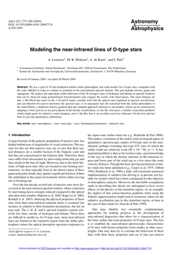 Modeling the Near-Infrared Lines of O-Type Stars
