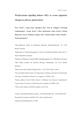 Wnt/Β-Catenin Signaling Induces MLL to Create Epigenetic Changes In