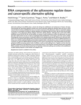 RNA Components of the Spliceosome Regulate Tissue- and Cancer-Specific Alternative Splicing
