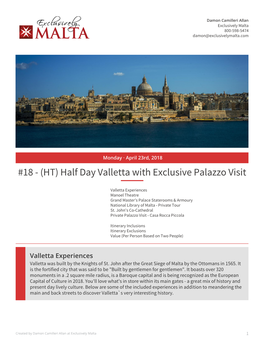 (HT) Half Day Valletta with Exclusive Palazzo Visit