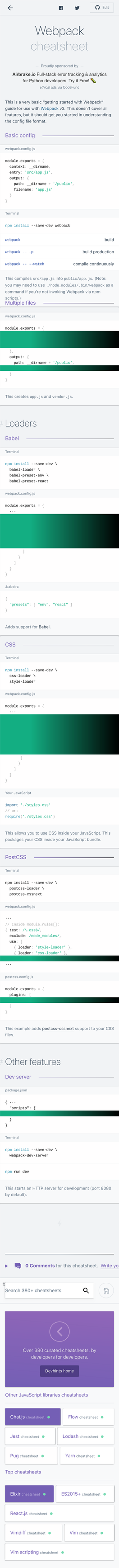 Webpack Cheatsheet