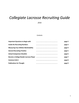 Collegiate Lacrosse Recruiting Guide