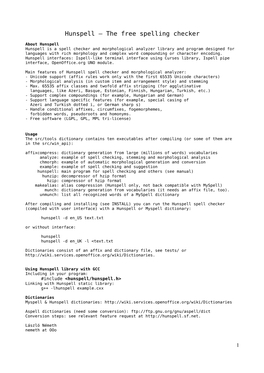 Hunspell – the Free Spelling Checker