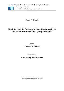 The Effects of the Design and Land-Use Diversity of the Built Environment on Cycling in Munich