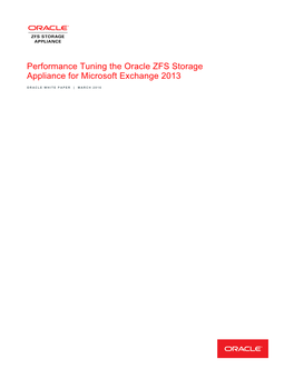 Performance Tuning the Oracle ZFS Storage Appliance for Microsoft Exchange 2013