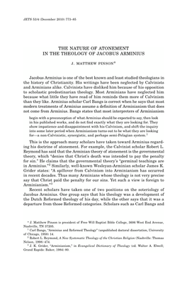 The Nature of Atonement in the Theology of Jacobus Arminius