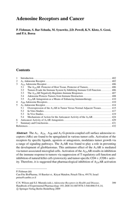 Adenosine Receptors and Cancer