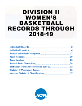 Division Ii Women's Basketball Records Through 2018-19