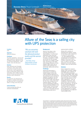 Allure of the Seas Is a Sailing City with UPS Protection