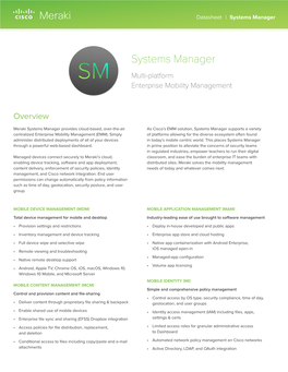 Cisco Meraki Systems Manager Datasheet