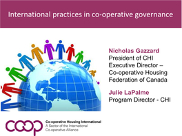 International Practices in Co-Operative Governance