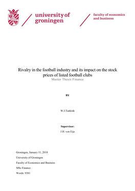 Rivalry in the Football Industry and Its Impact on the Stock Prices of Listed Football Clubs Master Thesis Finance