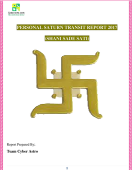 Personal Saturn Transit Report 2017 (Shani Sade Sati)